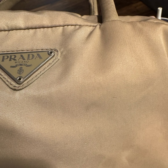 Prada Beige Green Nylon Handbag - Picture 6 of 14